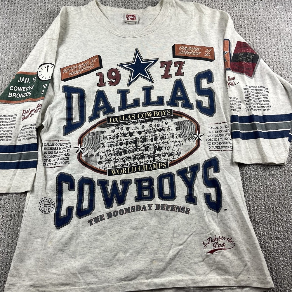 Long Gone Dallas Cowboys Vintage AOP Super Bowl 1977 Champions First Season Sz L